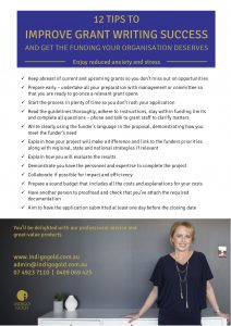 12 Tips to Success, free PDF, 12 TIPS TO
IMPROVE GRANT WRITING SUCCESS, free episode, Bonus PDF - 12 Tips to Success