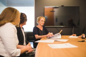 Example of a one-to-one grant session with Prue Saxby and committee members discussing grant strategy.